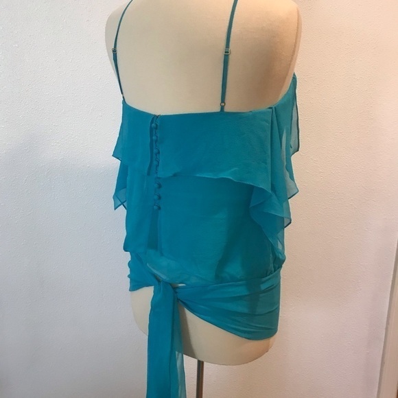 Maxazria Collection halter top Sz S/M aqua wrap - Picture 2 of 8